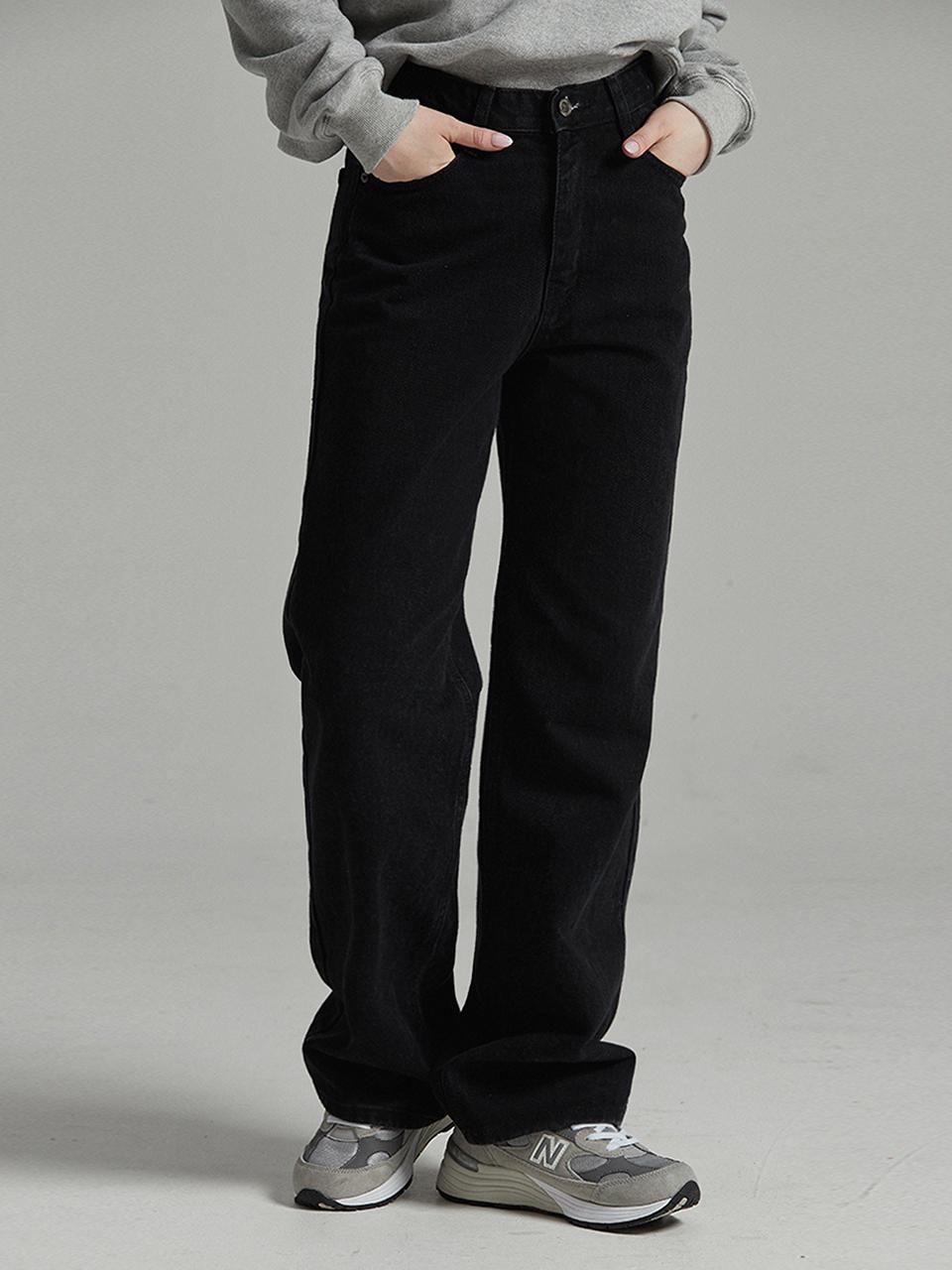MILLIONCOR MC Unisex Semi-Wide Fleece Denim Pants (9117) [Black]