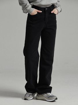 MILLIONCOR MC Unisex Semi-Wide Fleece Denim Pants (9117) [Black]