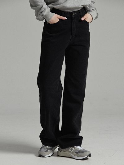 MILLIONCOR MC Unisex Semi-Wide Fleece Denim Pants (9117) [Black]