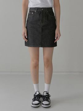 MILLIONCOR Non-dyed A-line Selvedge Cotton Skirt [Black]