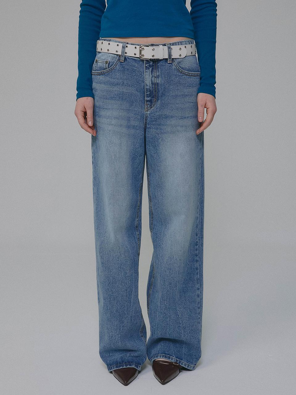 MILLIONCOR Slub Textured Relaxed Fit Denim [Light Blue]