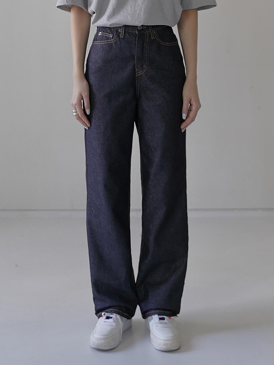 MILLIONCOR Unisex Semi-Wide Selvedge Denim Pants [Dark Blue] (9307)