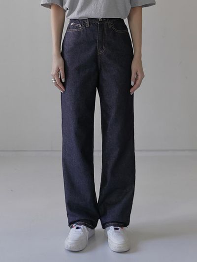 MILLIONCOR Unisex Semi-Wide Selvedge Denim Pants [Dark Blue] (9307)