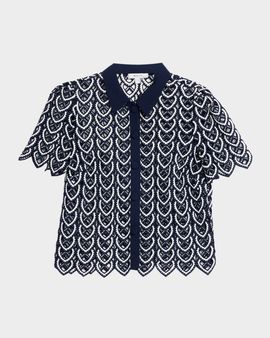 Milly Addison Collared Lace Top