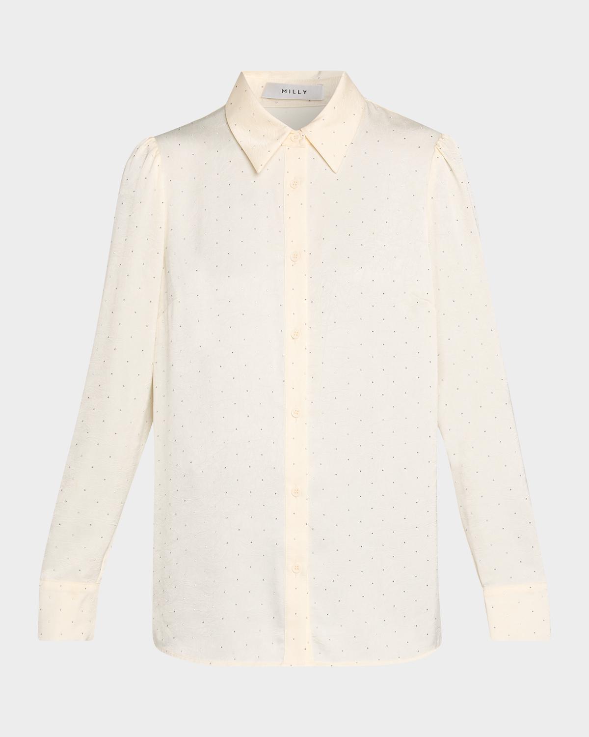 Milly Ashton Embellished Crushed Satin Blouse
