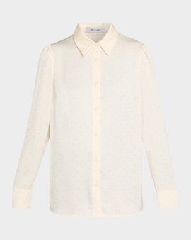 Milly Ashton Embellished Crushed Satin Blouse