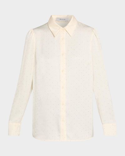Milly Ashton Embellished Crushed Satin Blouse