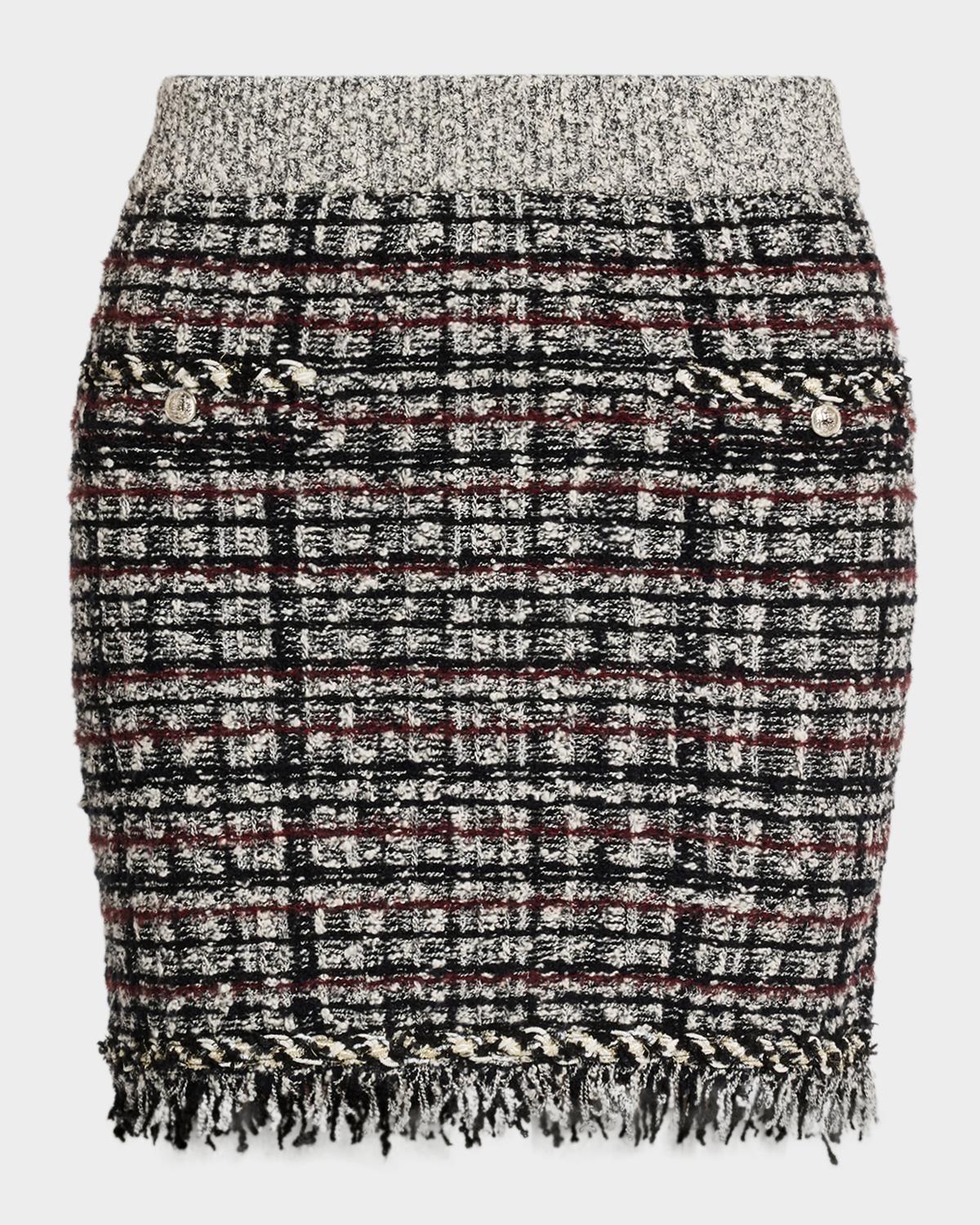 Milly Dove Tweed Fringe Mini Skirt