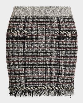 Milly Dove Tweed Fringe Mini Skirt