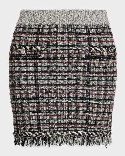 Milly Dove Tweed Fringe Mini Skirt
