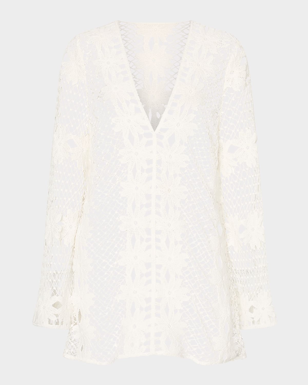 Milly Floral Crochet Mini Sun Dress Coverup