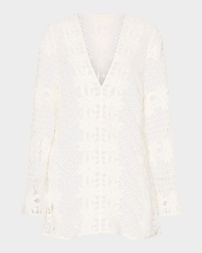Milly Floral Crochet Mini Sun Dress Coverup