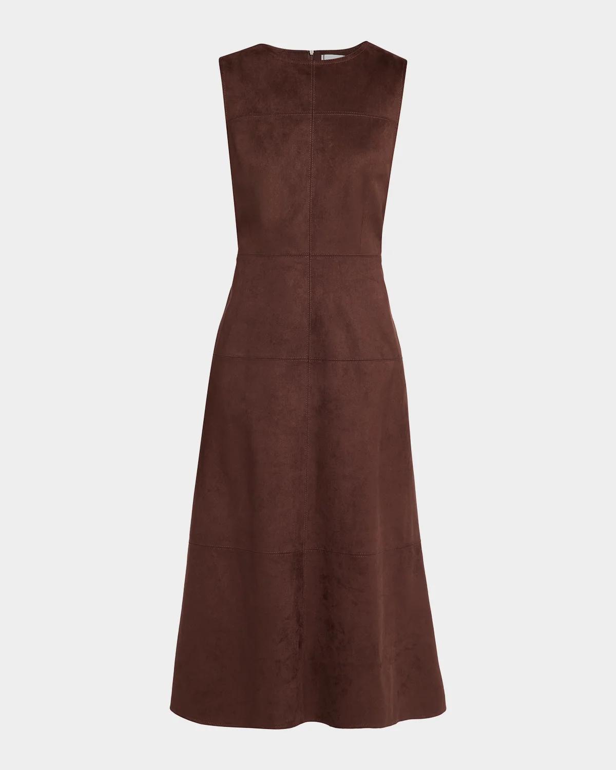 Milly Frankie Sleeveless Sueded Midi Dress