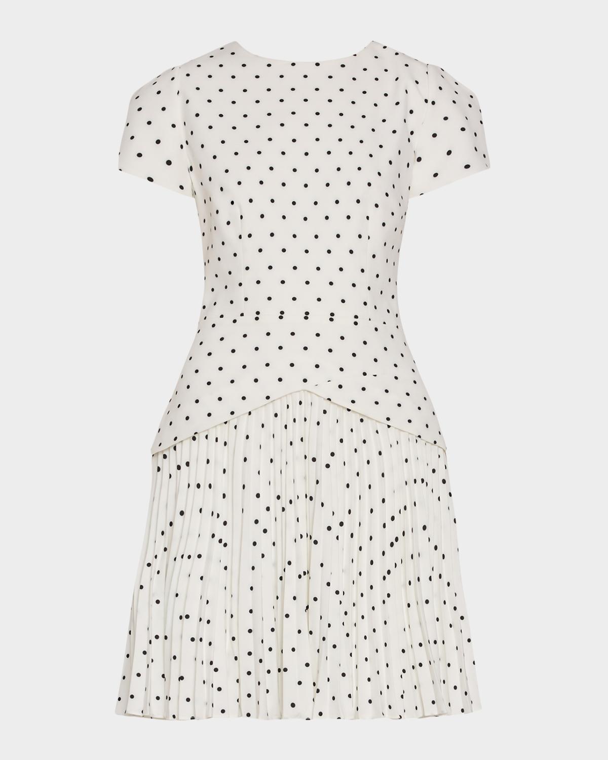 Milly Haddy Pleated Polka Dot Mini Dress