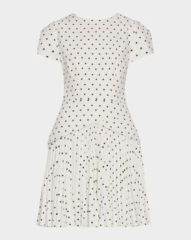 Milly Haddy Pleated Polka Dot Mini Dress