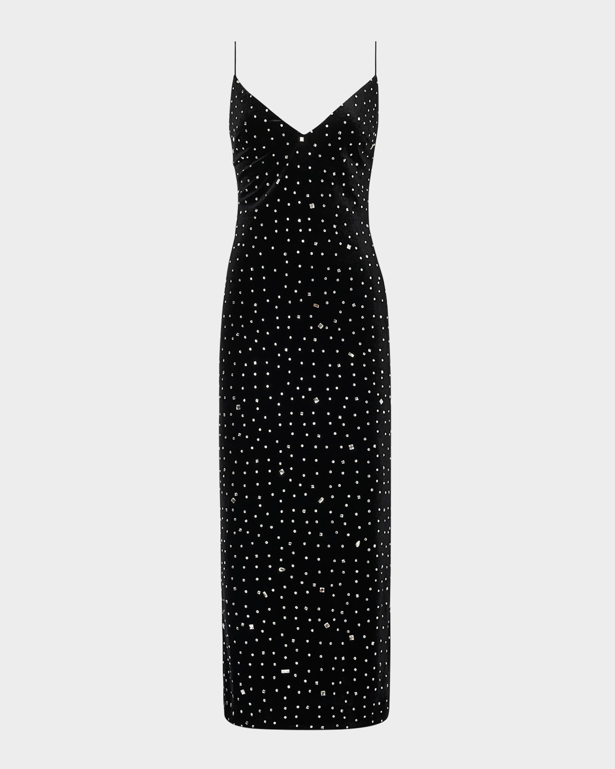 Milly Ivy Crystal-Embellished Velvet Midi Dress