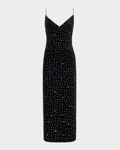 Milly Ivy Crystal-Embellished Velvet Midi Dress