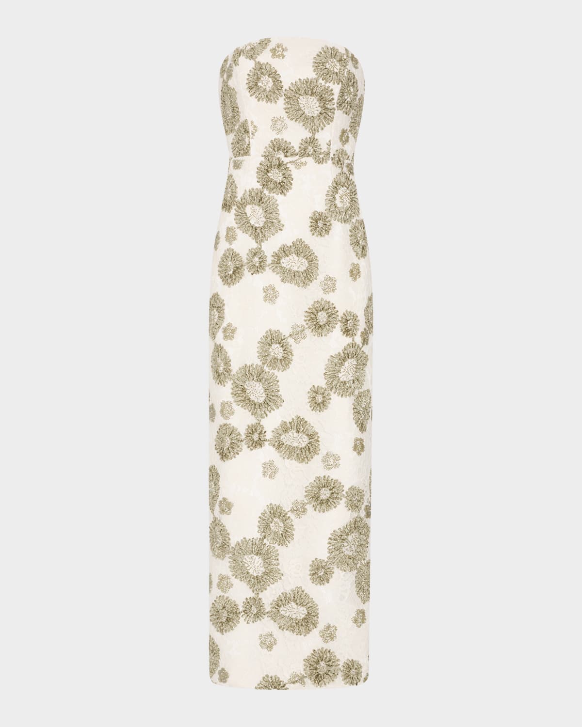 Milly Jasmine Strapless Embroidered Lace Midi Dress