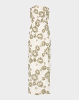 Milly Jasmine Strapless Embroidered Lace Midi Dress