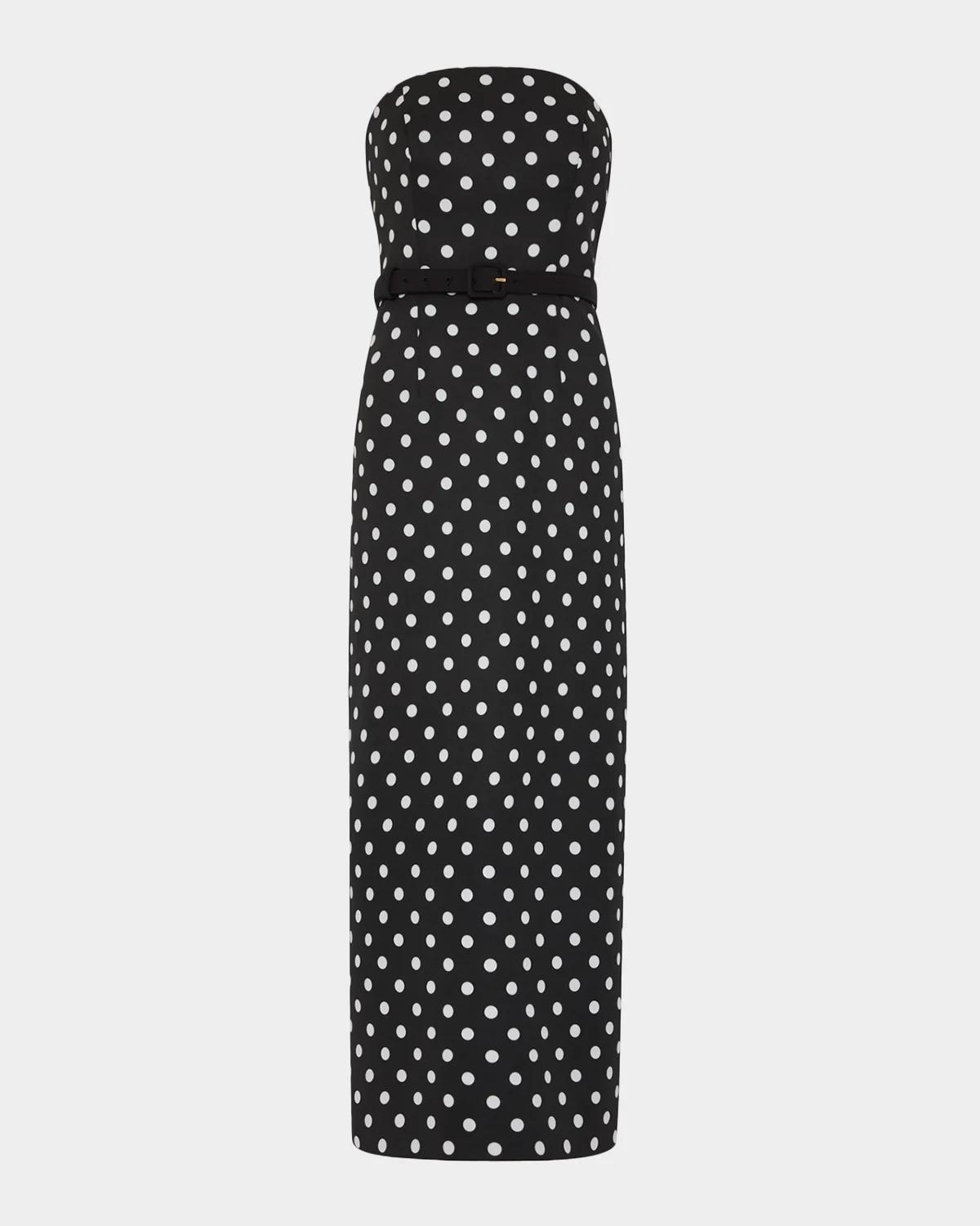 Milly Kait Strapless Polka Dot Midi Dress