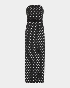 Milly Kait Strapless Polka Dot Midi Dress