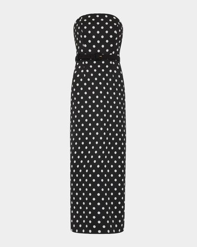 Milly Kait Strapless Polka Dot Midi Dress