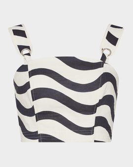 Milly Lenox Wavy Striped Crop Top