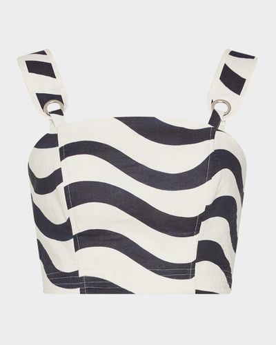 Milly Lenox Wavy Striped Crop Top