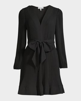 Milly Liv Pleated Belted Minidress