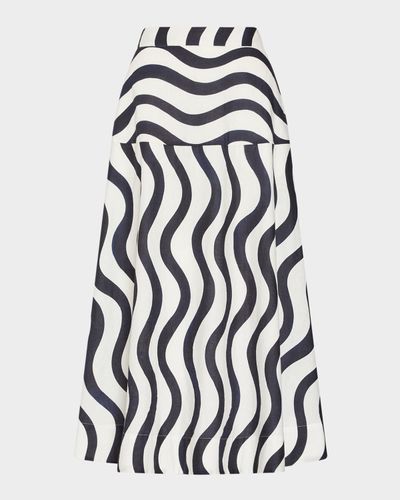 Milly lona Printed Midi Skirt