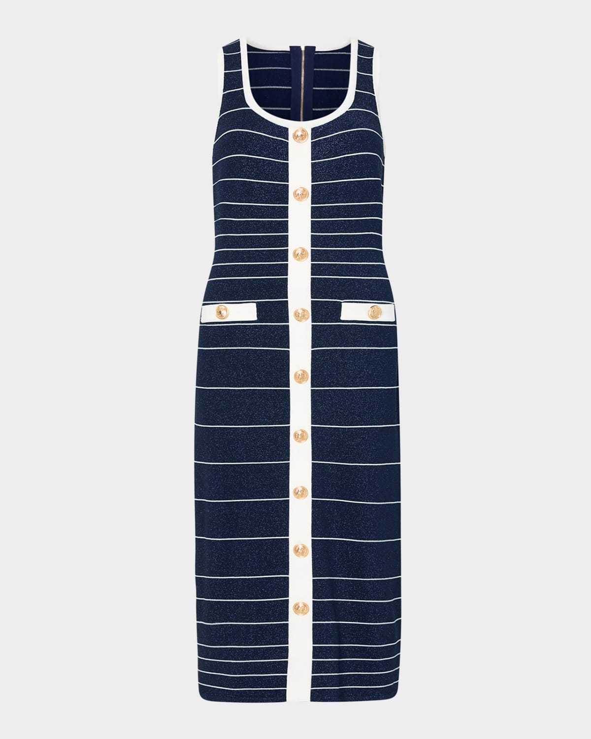Milly Mari Striped Shimmer Knit Bodycon Midi Dress