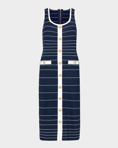 Milly Mari Striped Shimmer Knit Bodycon Midi Dress