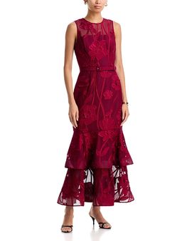 Milly Milly Anna Grand Fleur Embroidered Tiered Dress
