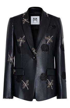 Milly Milly Avery Beaded Faux Leather Jacket