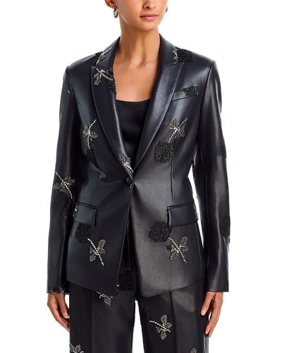 Milly Milly Avery Faux Leather Beaded Blazer