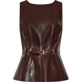 Milly Milly Gwen Faux Leather Belted Top
