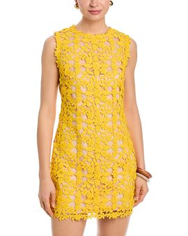 open lace back dress Haddy Pleated Mini Dress in Yellow