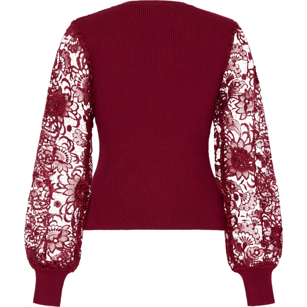 Milly Milly Josette Lace Sleeve Rib Sweater