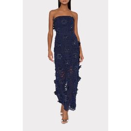 Milly Milly Kait Floral Lace Sequin Strapless Gown