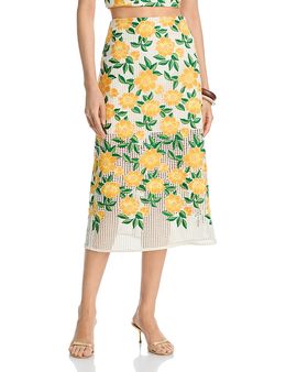 Milly Milly Marta Embroidered Midi Skirt