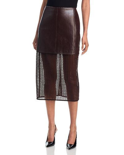Milly Milly Novah Faux Leather Midi Skirt