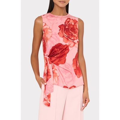 Milly Milly Serena Floral Print Drape Sleeveless Top