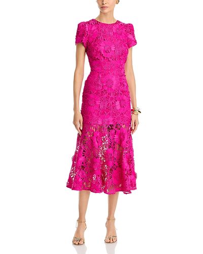 Milly Milly Tahlia Cady Lace Short Sleeve Midi Dress