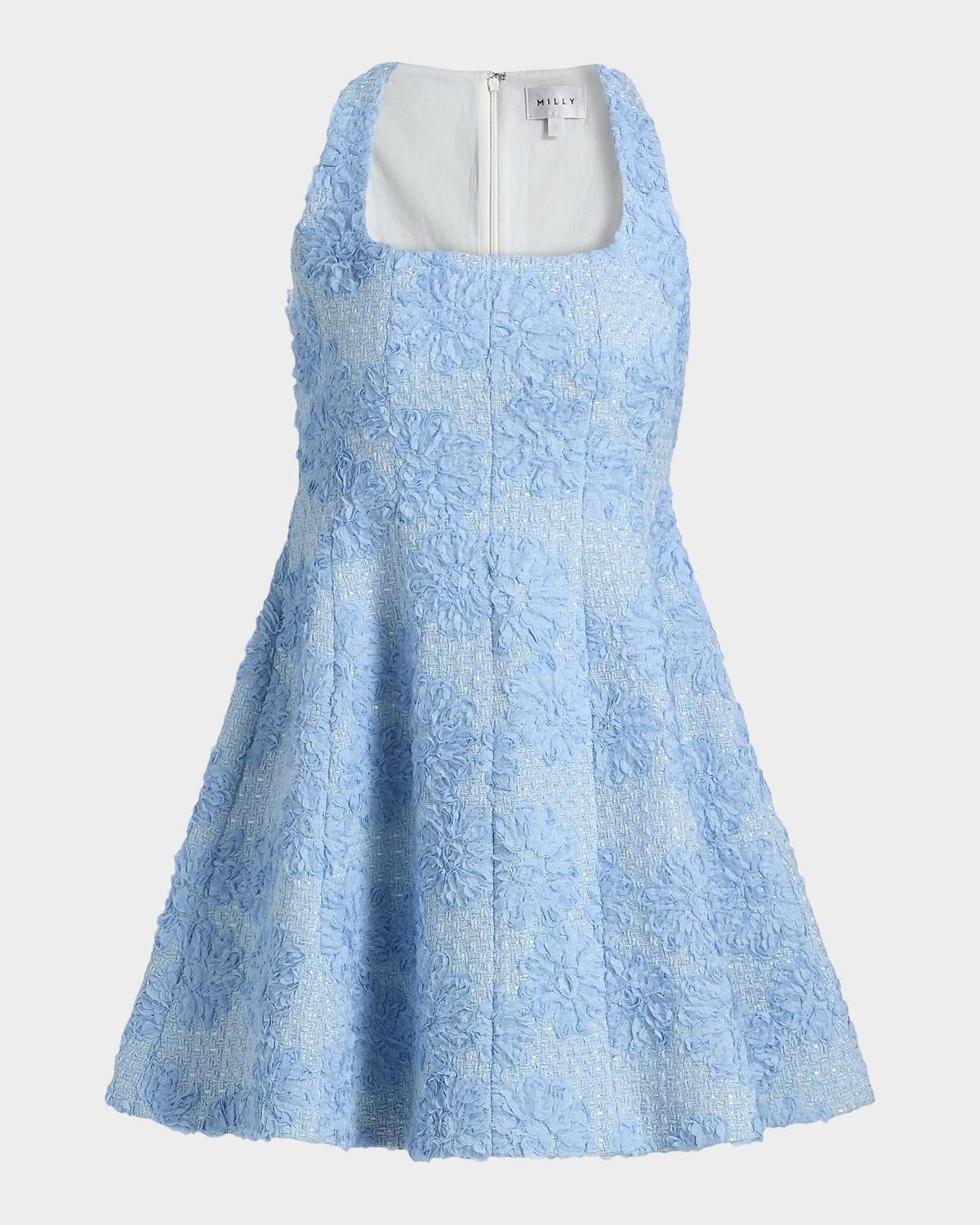 Milly Minna Flower Appliqué Tweed A-Line Mini Dress