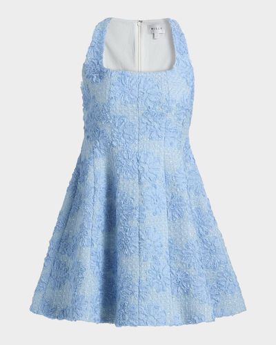 Milly Minna Flower Appliqué Tweed A-Line Mini Dress