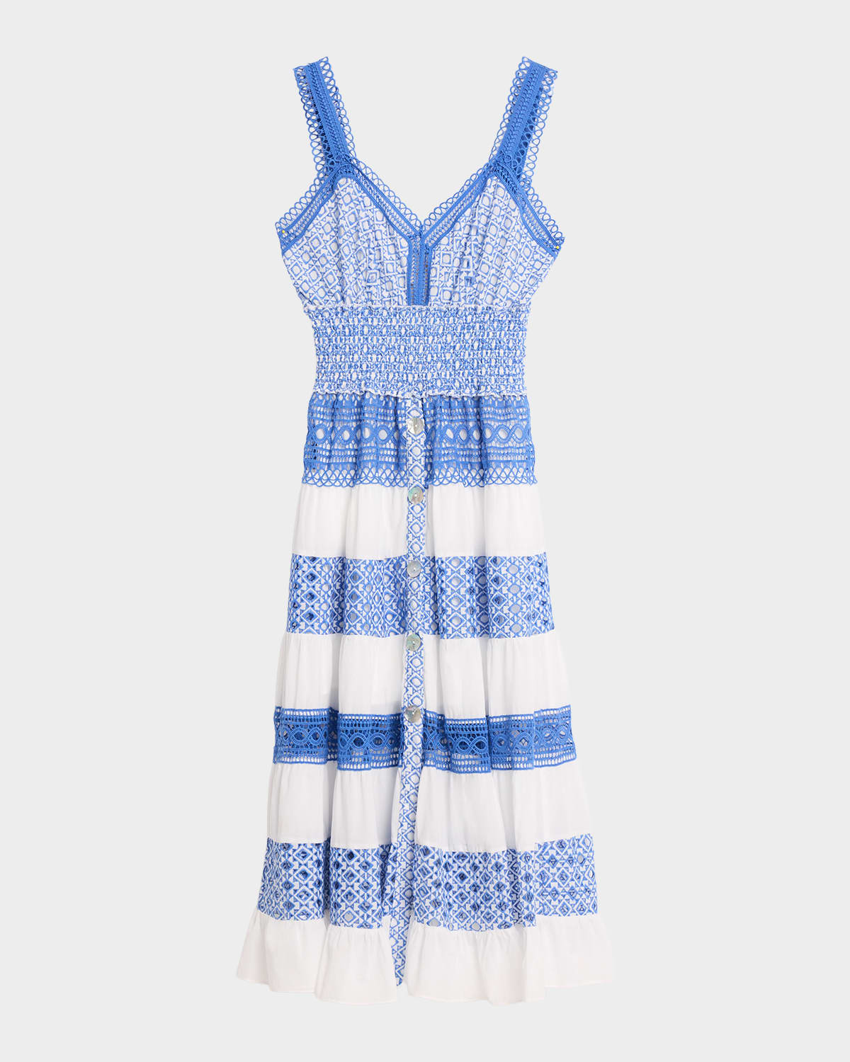 Milly Mixed Eyelet-Embroidered Midi Dress