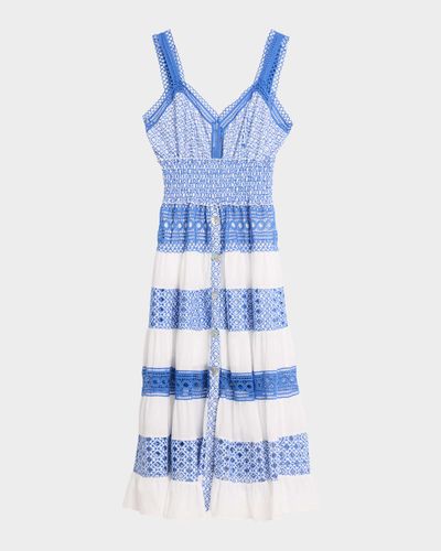 Milly Mixed Eyelet-Embroidered Midi Dress