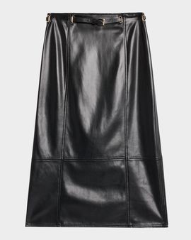 Milly Nico Faux-Leather Midi Skirt