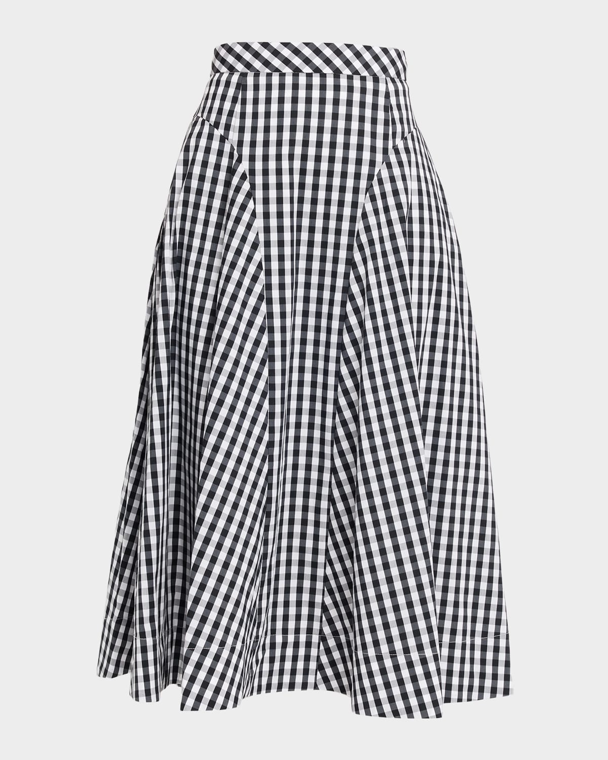 Milly Robin A-Line Gingham Midi Skirt