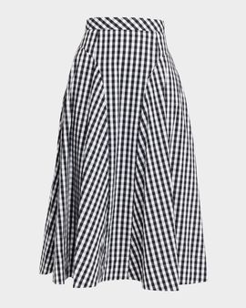 Milly Robin A-Line Gingham Midi Skirt